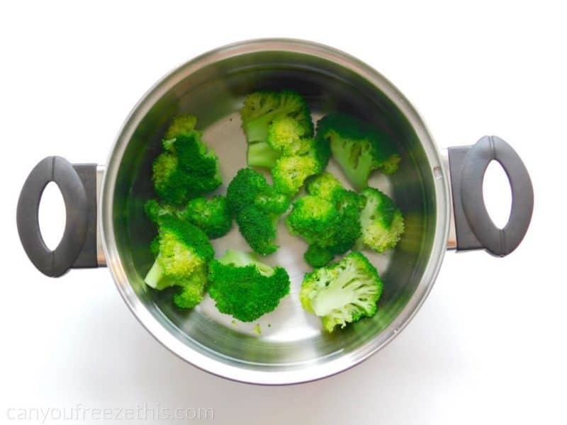 Broccoli in an ice bath