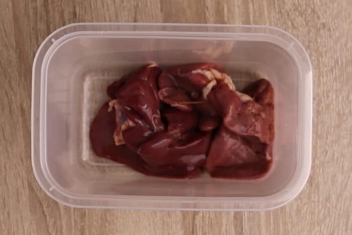 Chicken liver in a container