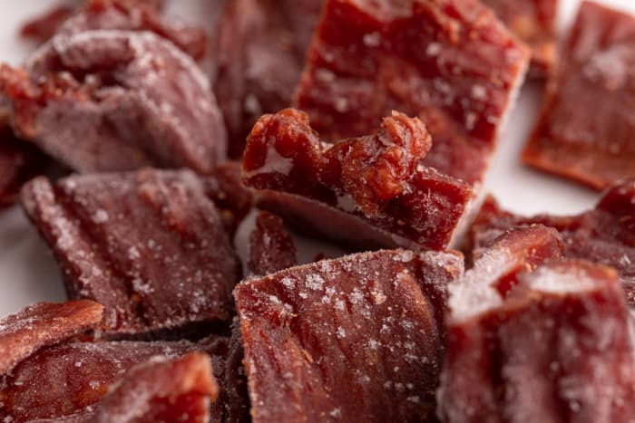 Frozen jerky closeup