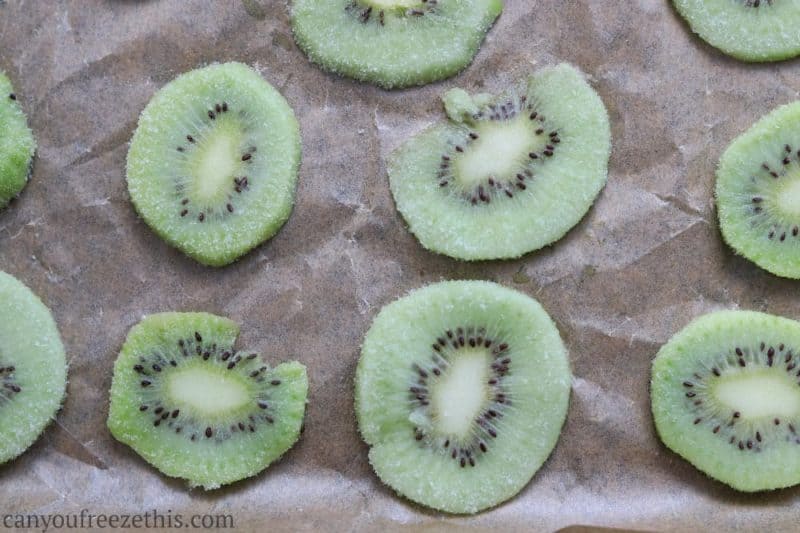 Frozen kiwi slices