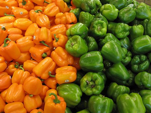Green and yellow bell peppers